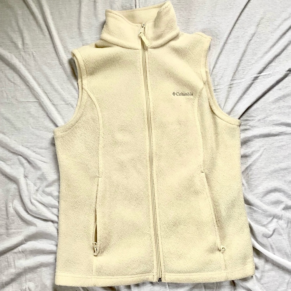 Columbia Fleece Womens Vest Cream White Colored Size Small